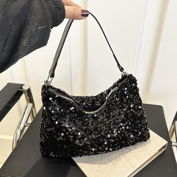Stylish Sequin Crossbody Bag with Leather Strap - Perfect for Prom & Night Out - Picture 7 of 7